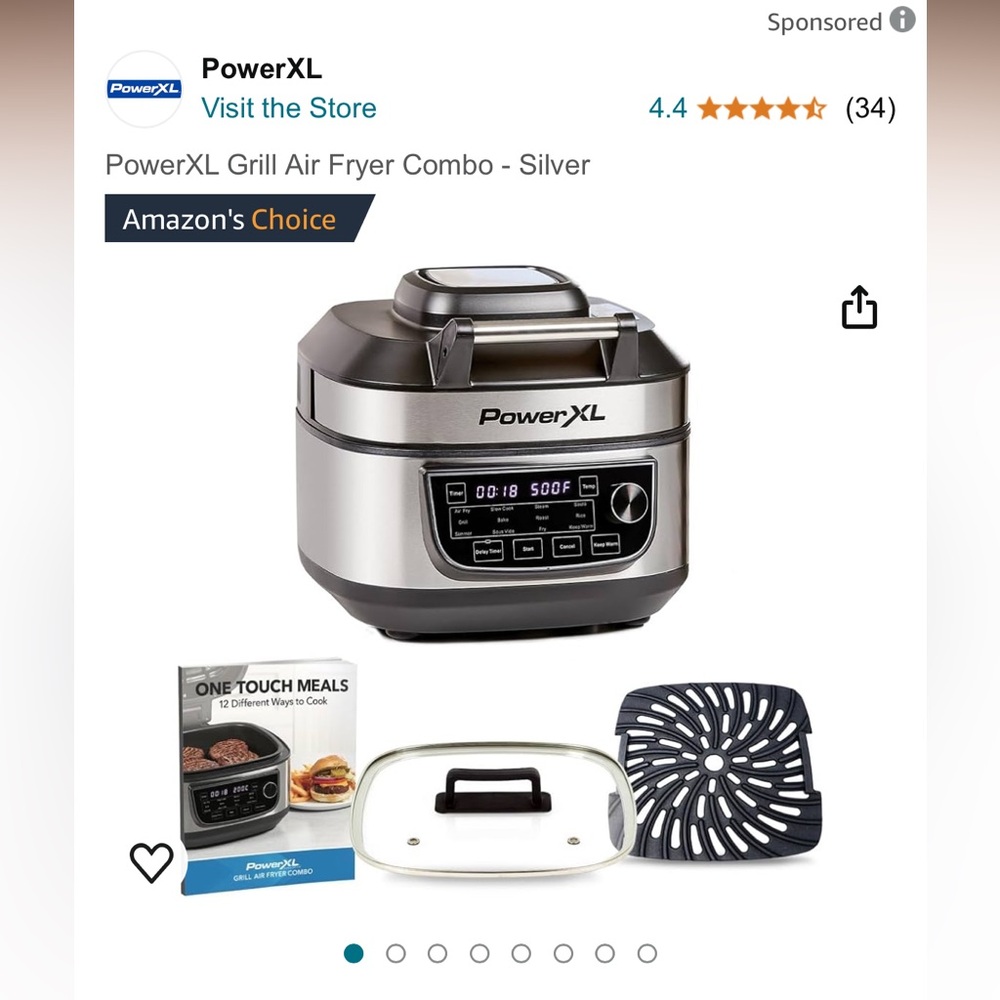 PowerXL Grill Air Fryer Combo - Silver